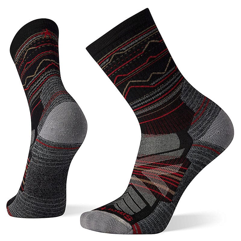 Smartwool Hike Light Cushion Mountain Range Pattern Crew Socks Black 001 M 